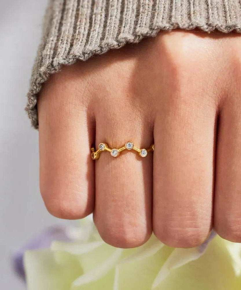 18K Gold-Plated 925 Sterling Silver Zircon Ring - ELY VESSA LLC