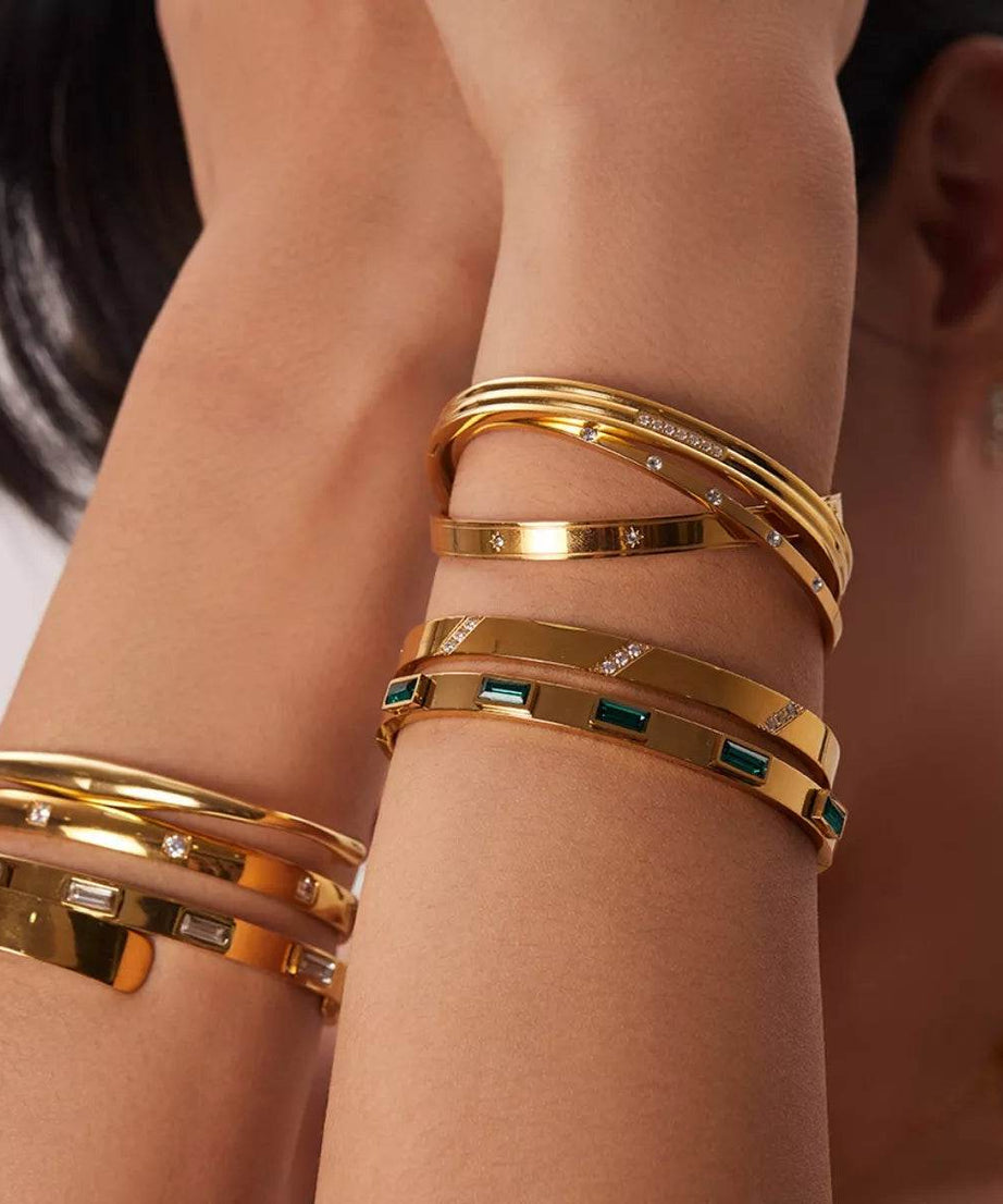 18K Gold-Plated Stainless Steel Zircon Bracelet - ELY VESSA LLC