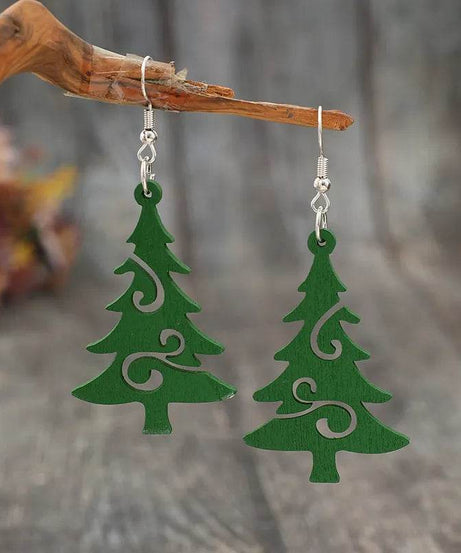 Christmas Tree Wooden Earrings - ELY VESSA LLC