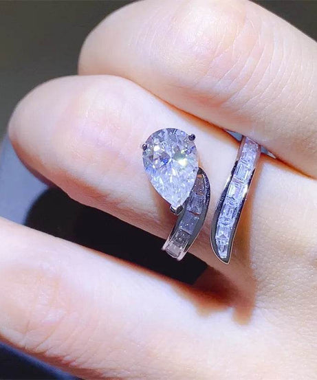 3 Carat Moissanite Zircon 925 Sterling Silver Bypass Ring - ELY VESSA LLC