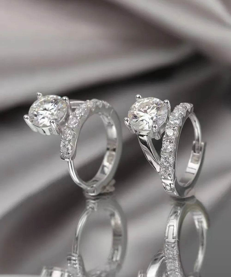 2 Carat Moissanite 925 Sterling Silver Huggie Earrings - ELY VESSA LLC