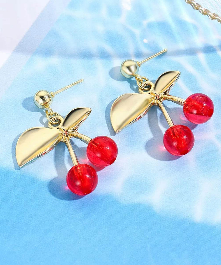 18K Gold-Plated Cherry Earrings - ELY VESSA LLC