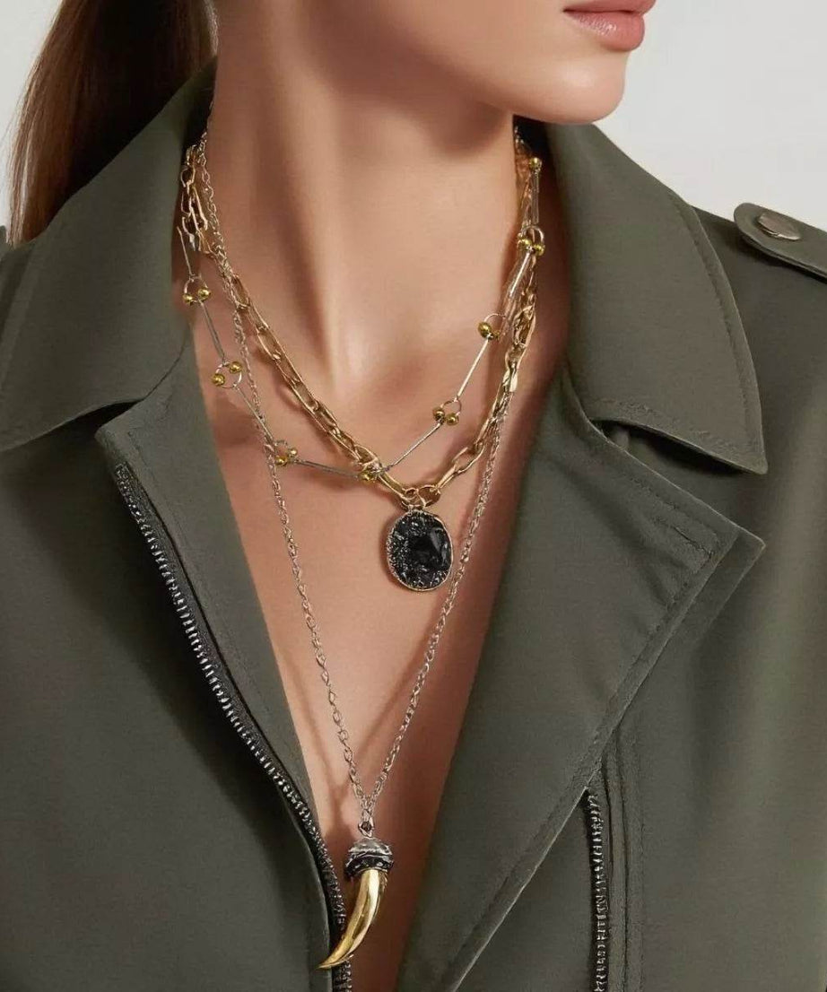 3 Piece Chain Pendant Necklace - ELY VESSA LLC