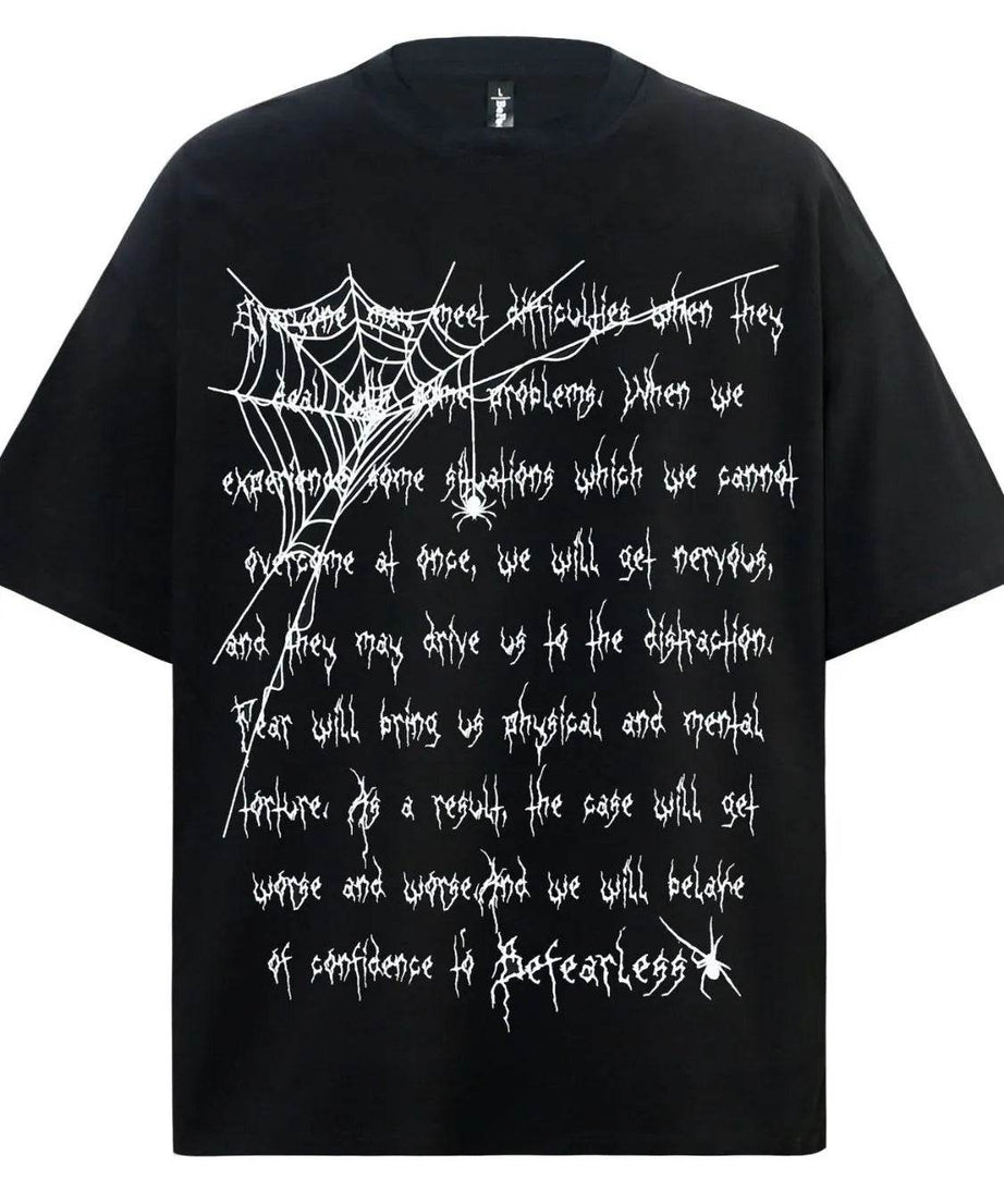 Men's Spider Web Letter Print Oversized T-Shirt - ELY VESSA LLC