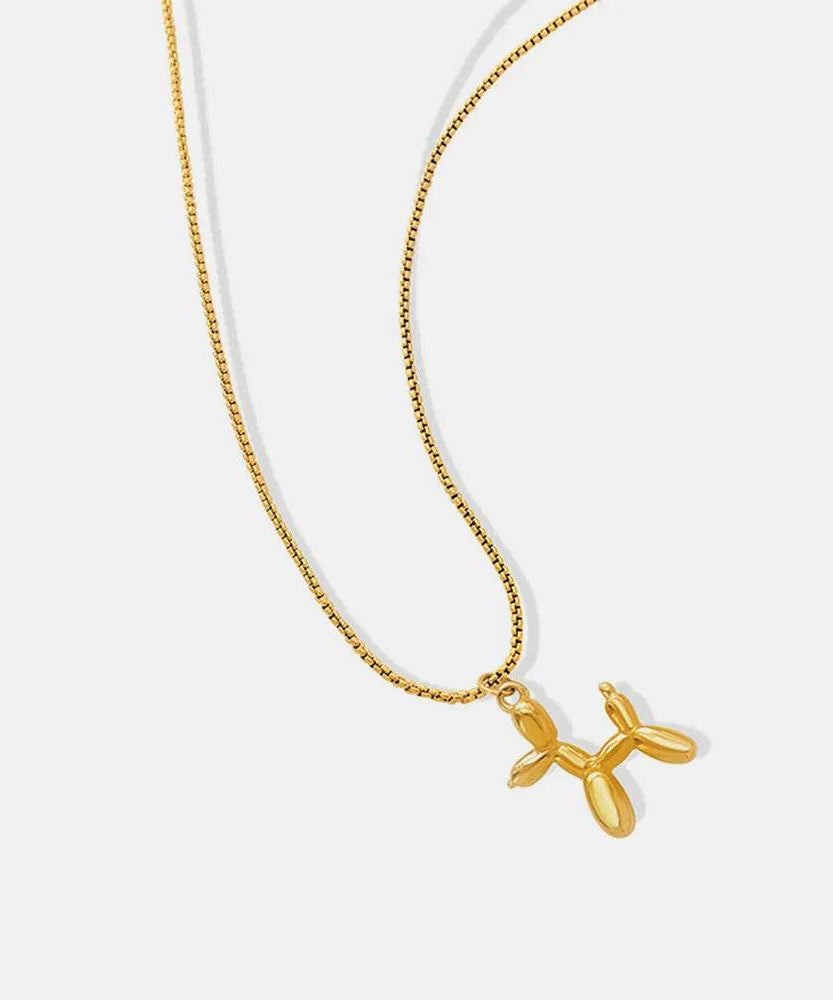 18K Gold-Plated Titanium Steel Puppy Shape Pendant Necklace - ELY VESSA LLC