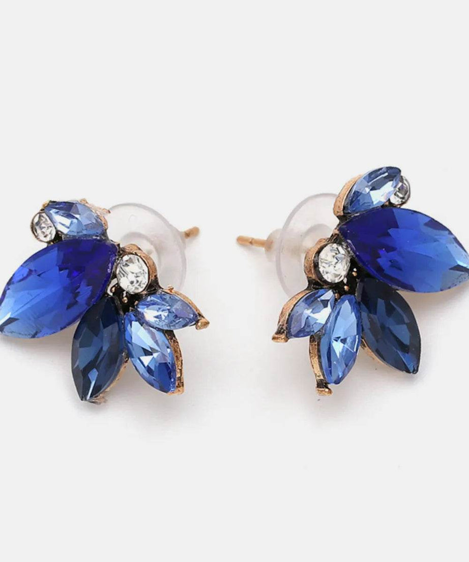 Alloy Rhinestone Flower Stud Earrings - ELY VESSA LLC