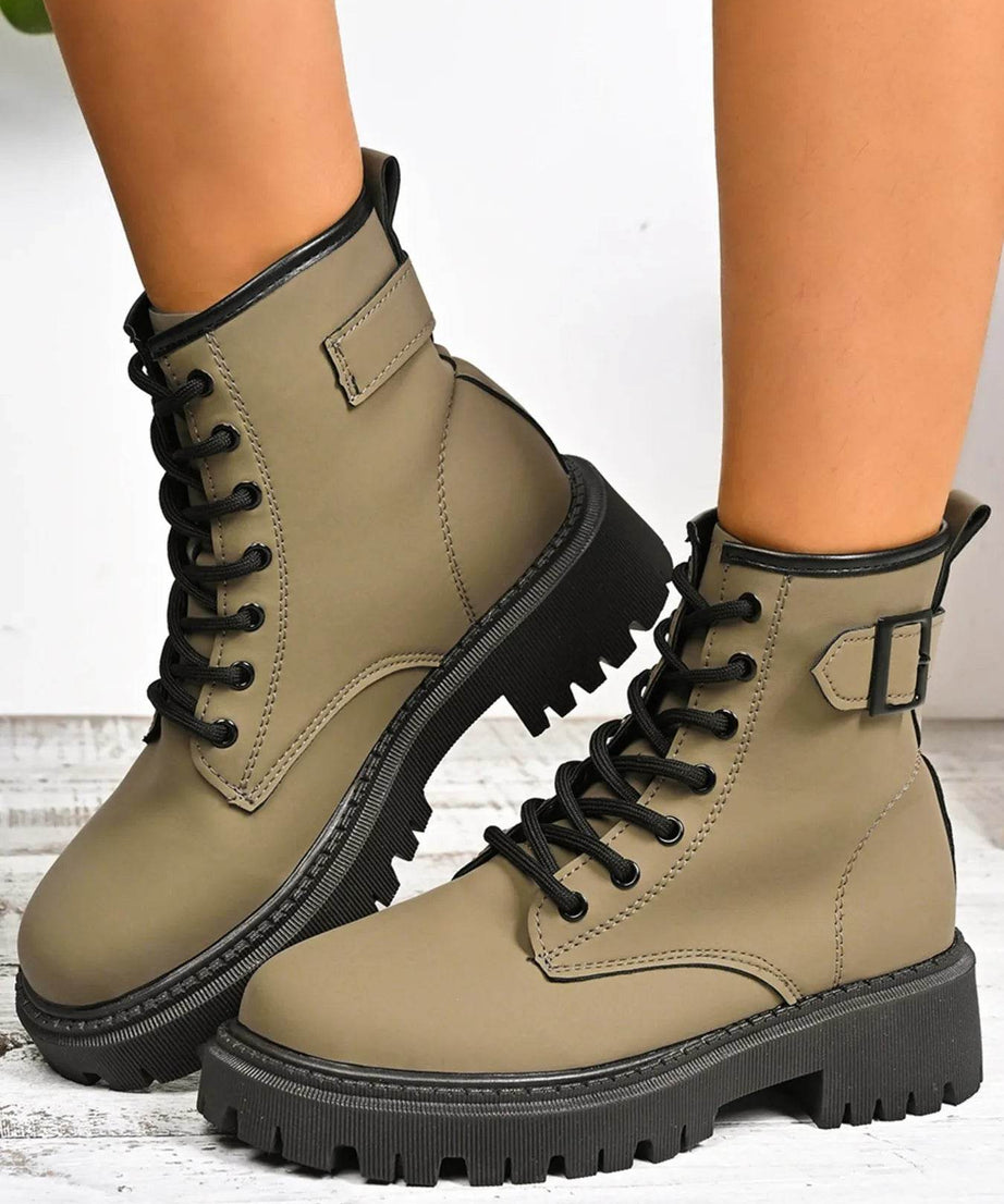 Lace Up Platform Boots - ELY VESSA LLC
