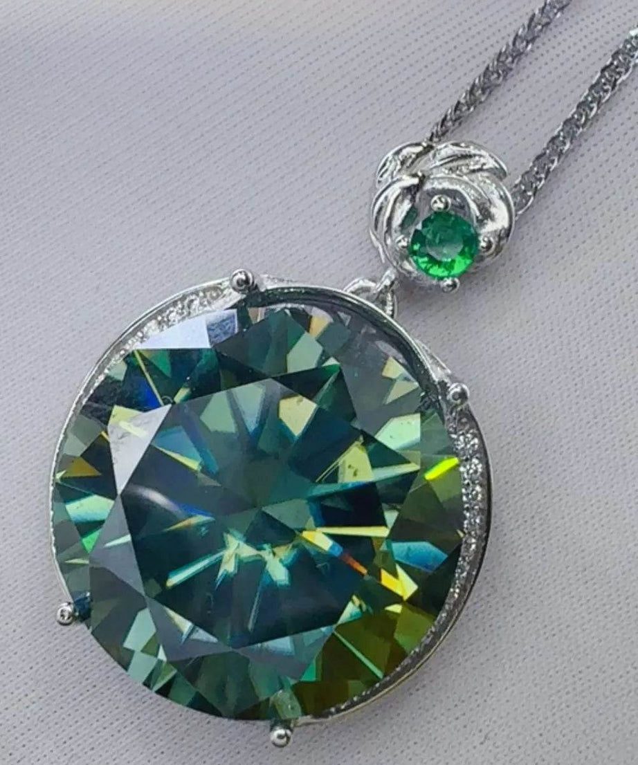 20 Carat Moissanite 925 Sterling Silver Pendant Necklace - ELY VESSA LLC