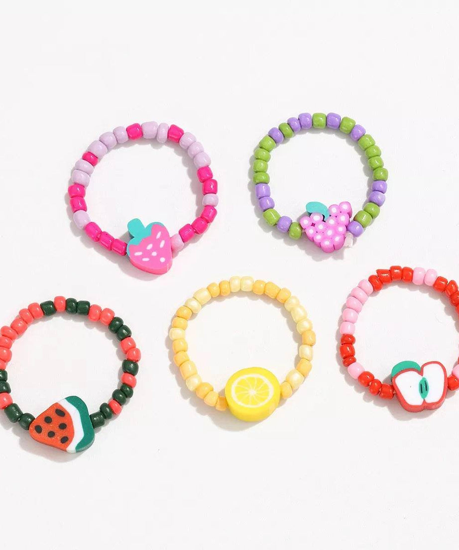Colorful Fruit Charm Beaded Ring - ELY VESSA LLC
