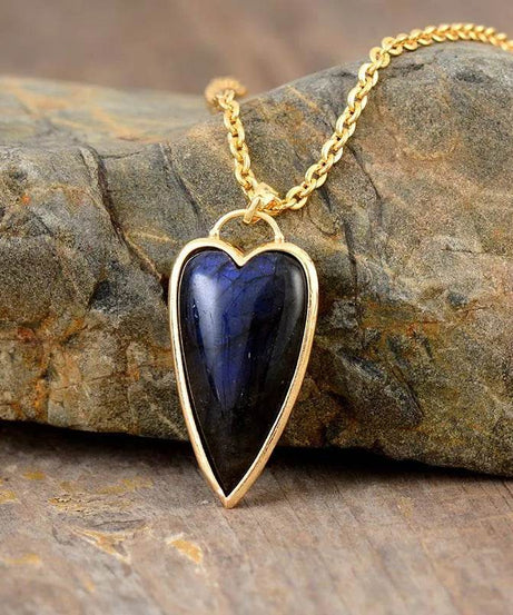 Copper Labradorite Heart Shape Necklace - ELY VESSA LLC