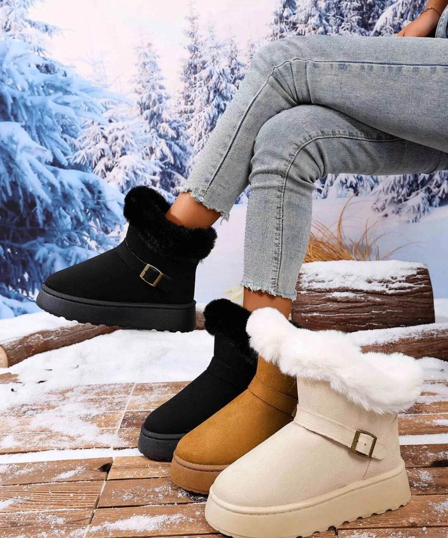 Round Toe Platform Boots - ELY VESSA LLC