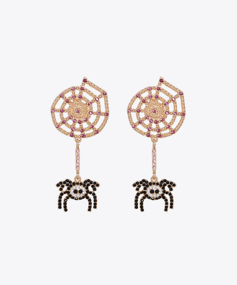 Spider Rhinestone Alloy Earrings - ELY VESSA LLC