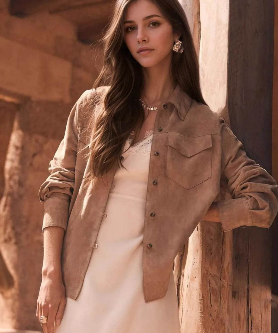 Button Front Long Sleeve Jacket - ELY VESSA LLC