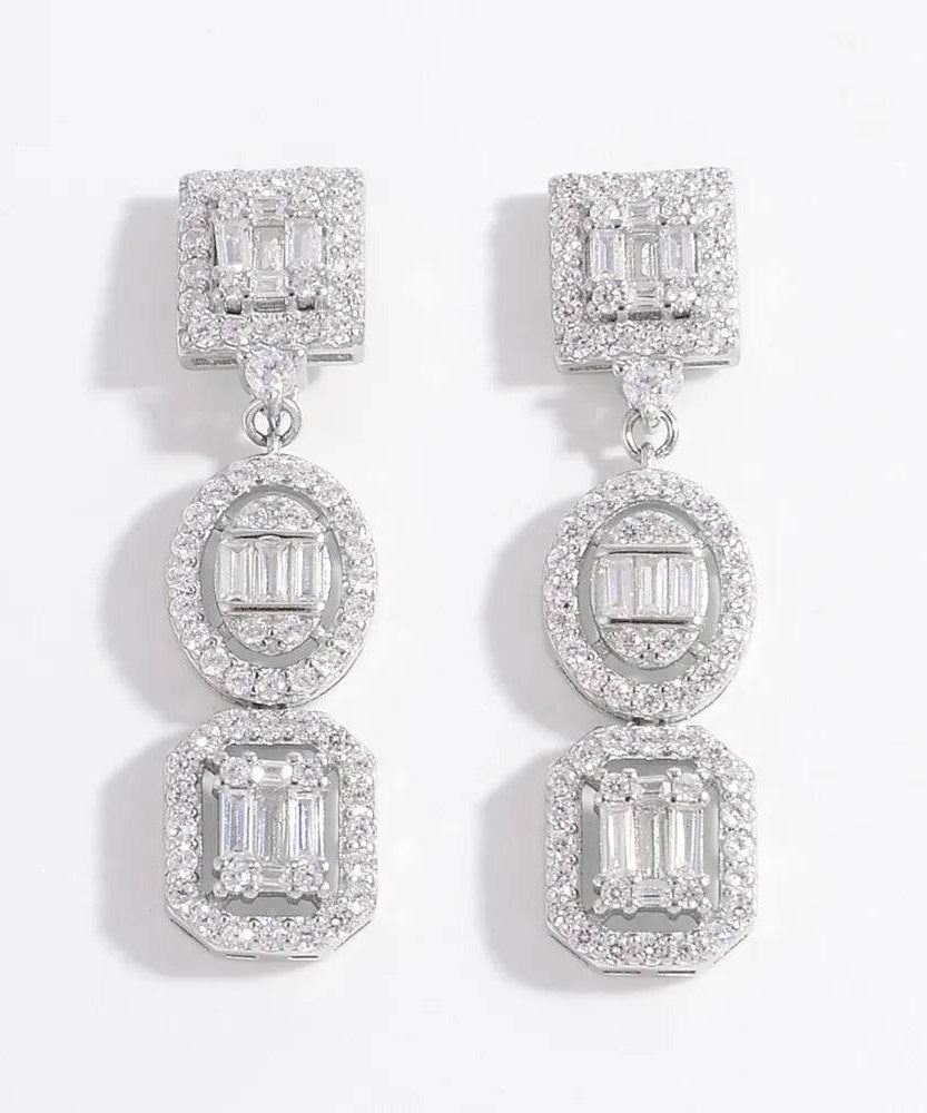 925 Sterling Silver Inlaid Zircon Earrings - ELY VESSA LLC