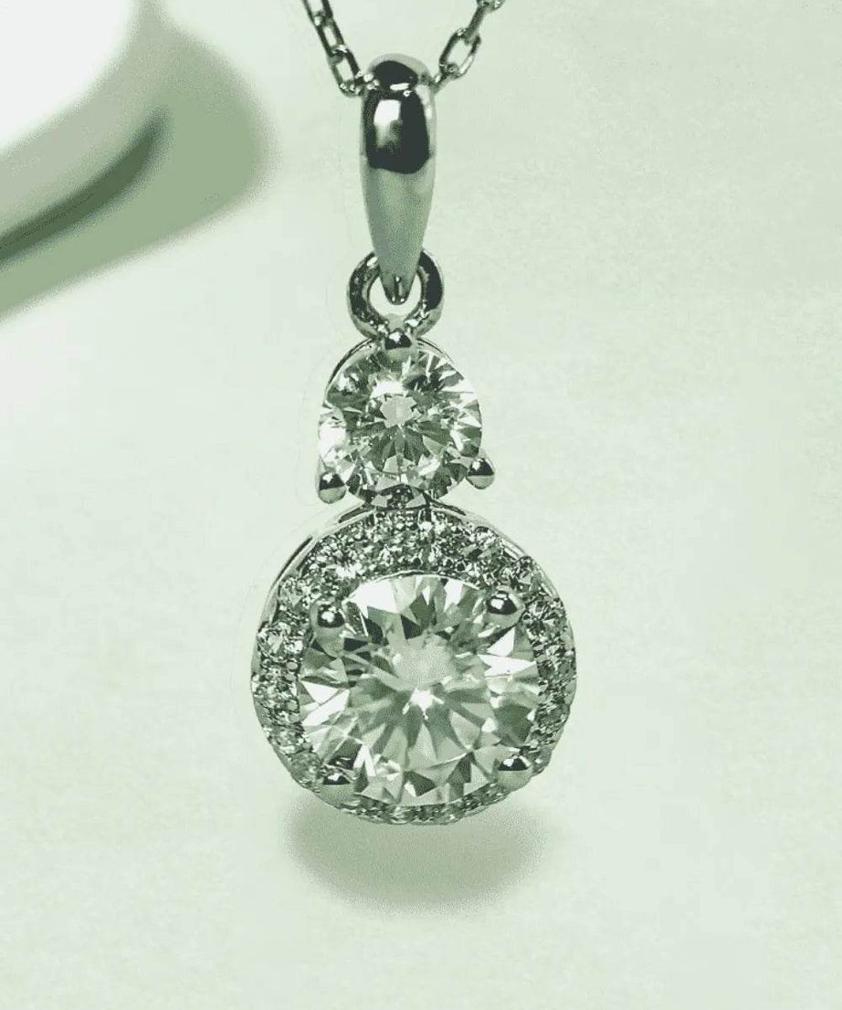1 Carat Moissanite 925 Sterling Silver Pendant Necklace - ELY VESSA LLC