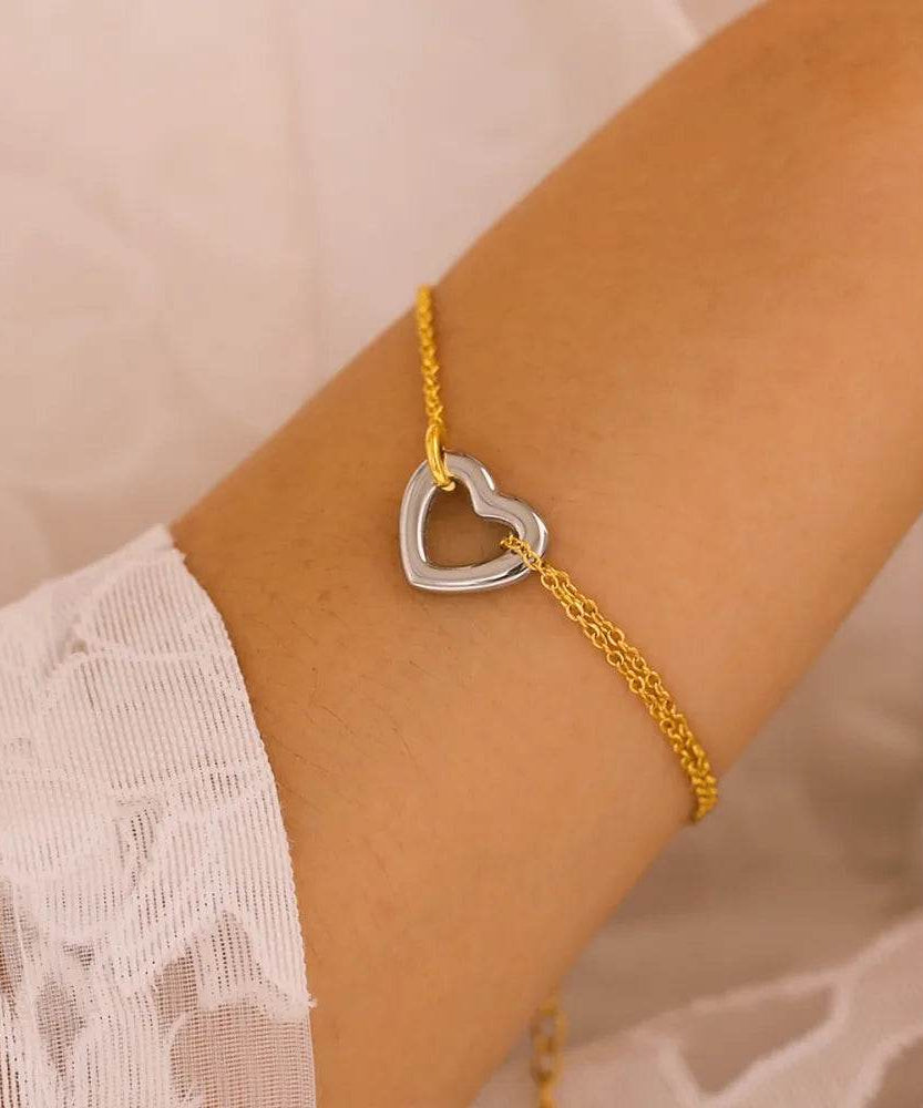 18K Gold-Plated Heart Bracelet - ELY VESSA LLC