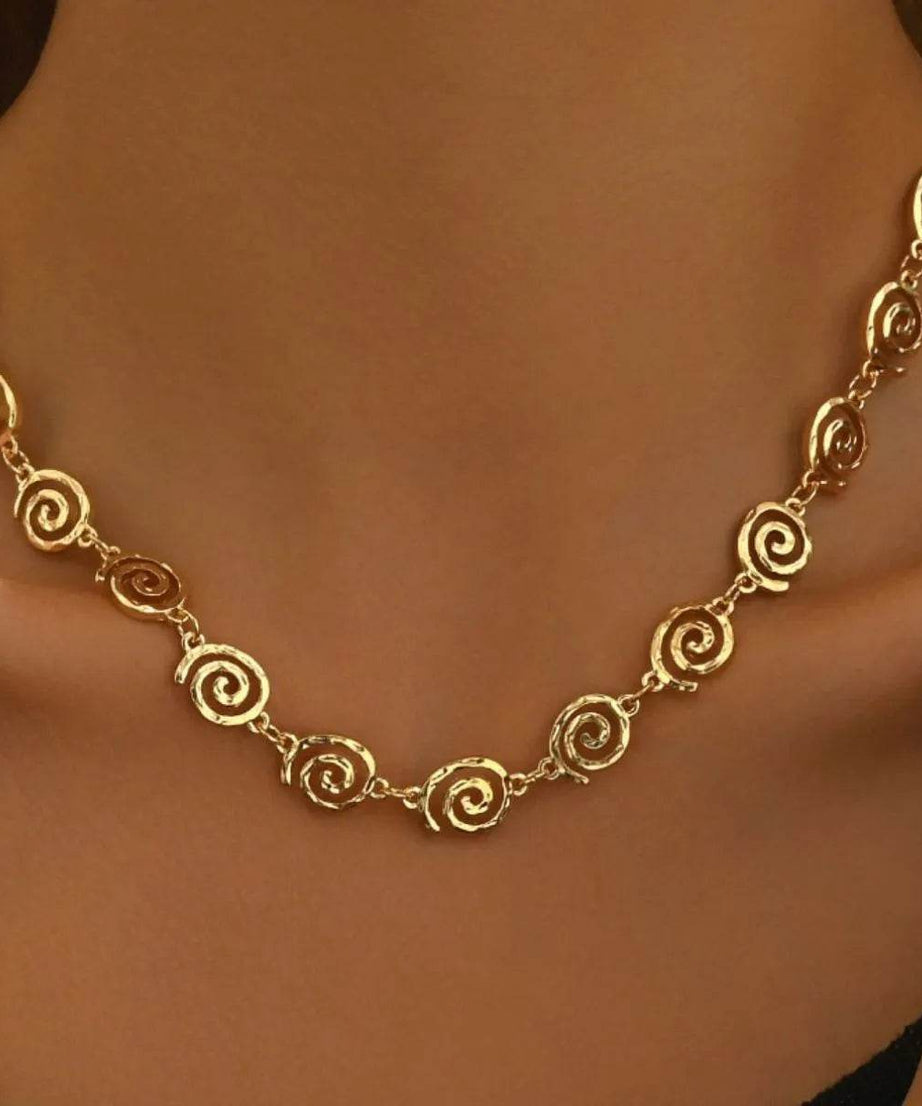 18K Gold-Plated Spiral Neclace and Bracelet Jewelry Set - ELY VESSA LLC