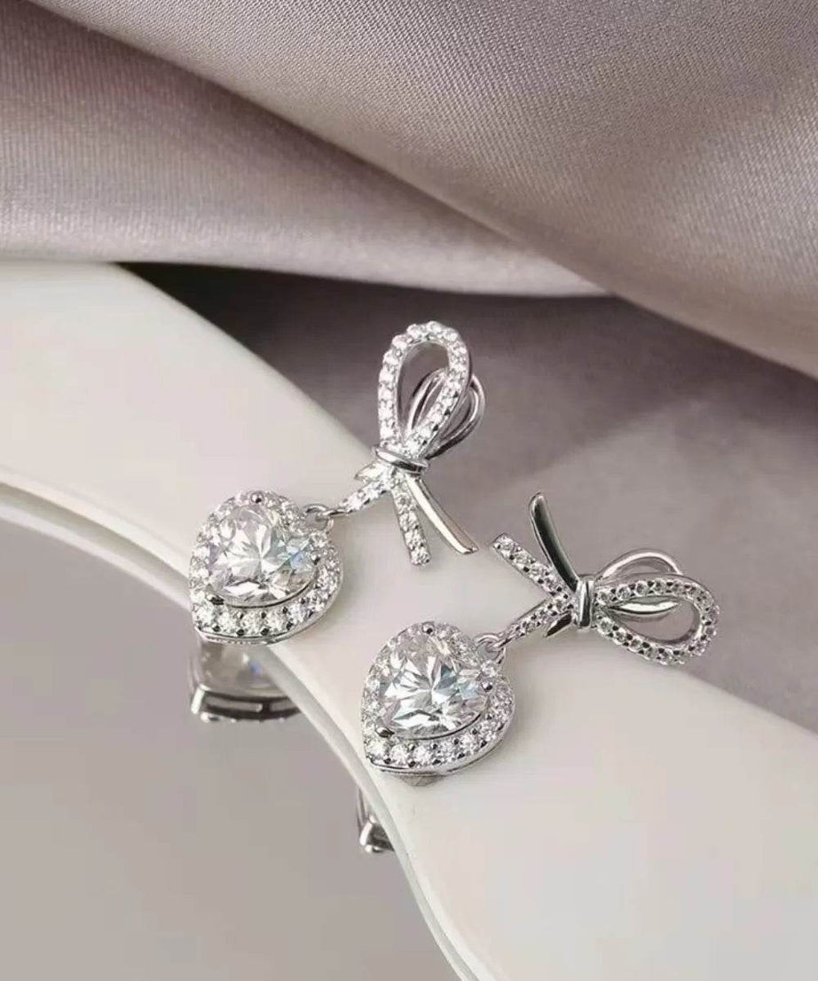 2 Carat Moissanite 925 Sterling Silver Heart Earrings - ELY VESSA LLC