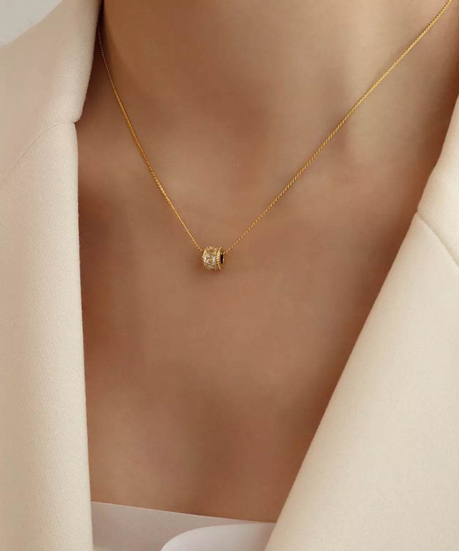 18K Gold-Plated Zircon Minimalist Necklace - ELY VESSA LLC