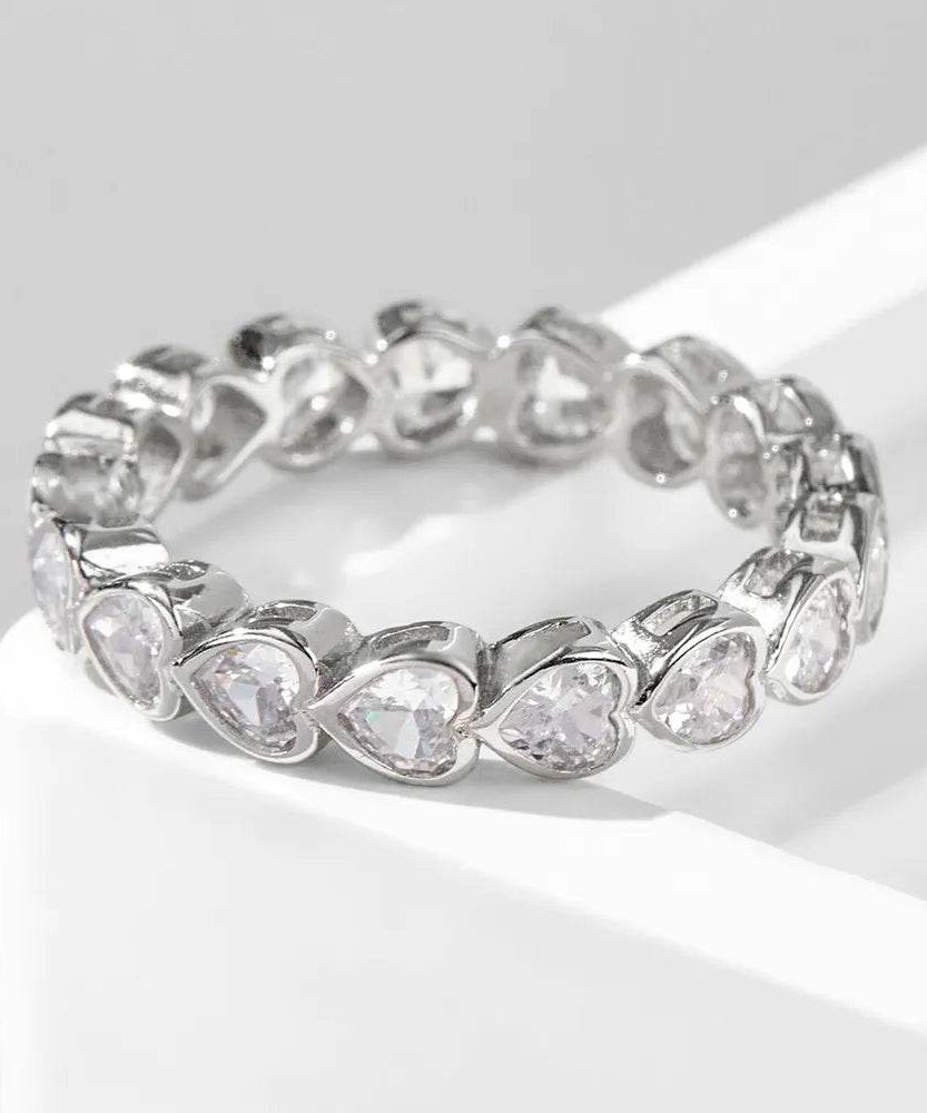 925 Sterling Silver Zircon Heart Ring - ELY VESSA LLC