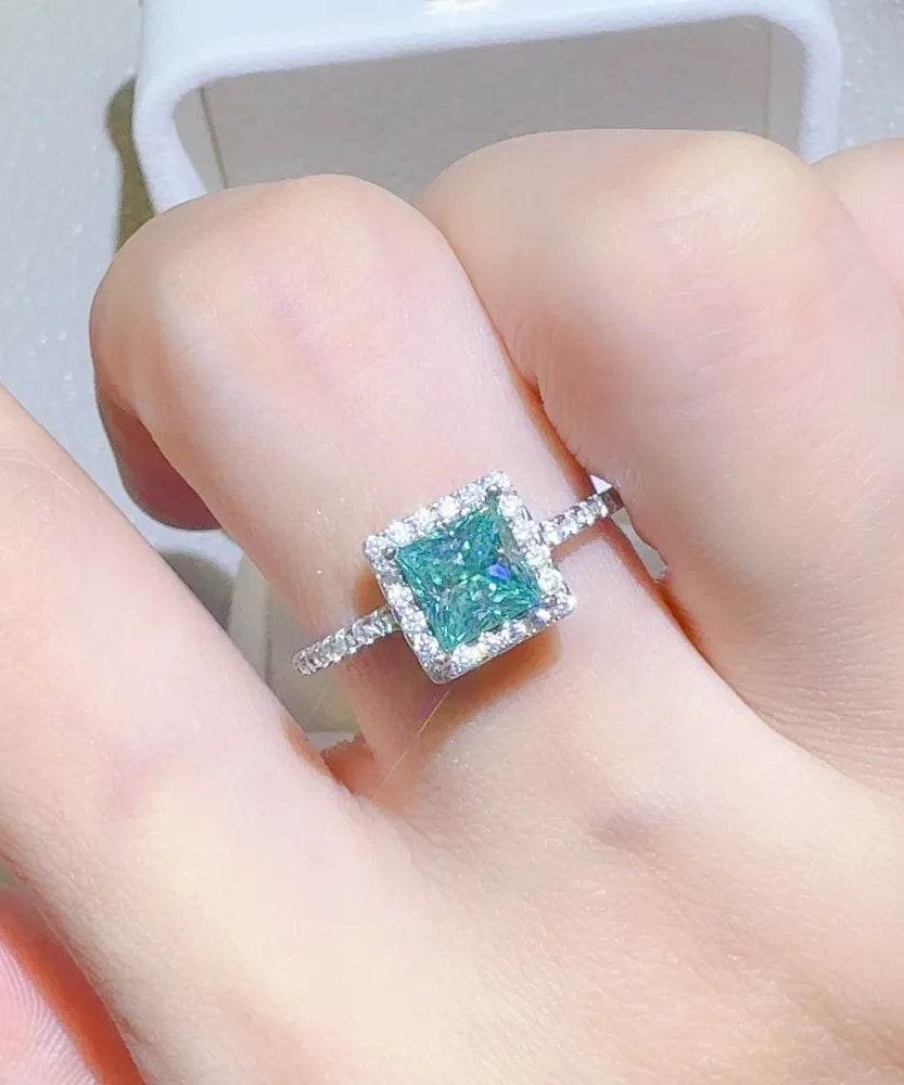 2 Carat 925 Sterling Silver Moissanite Square Shape Ring - ELY VESSA LLC