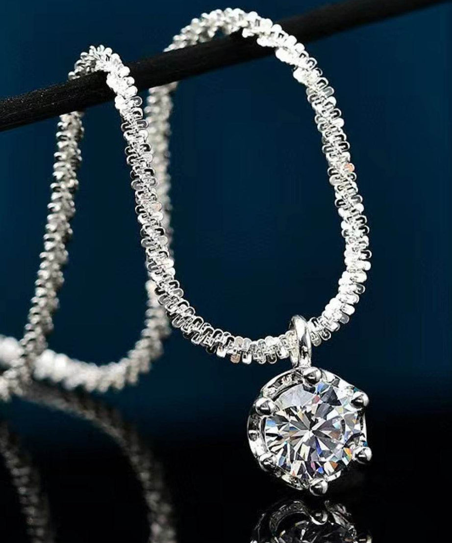1 Carat Moissanite 925 Sterling Silver Necklace - ELY VESSA LLC