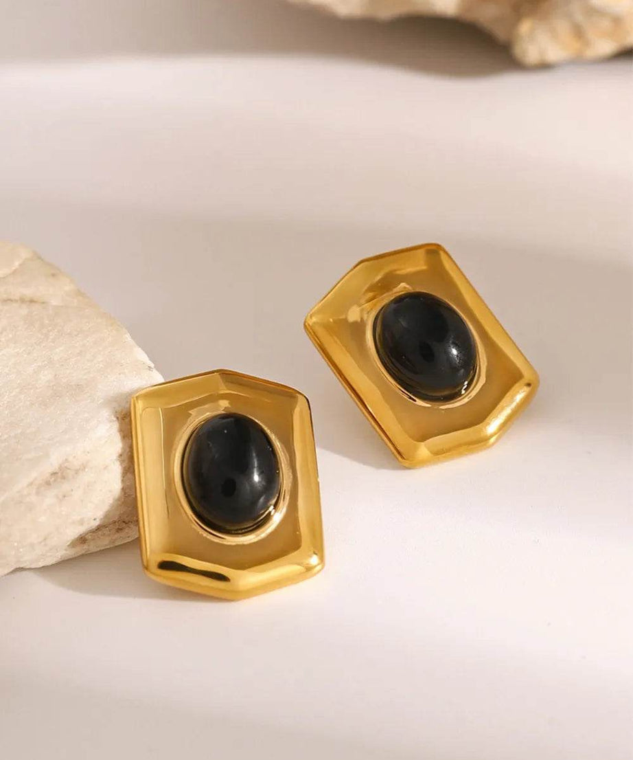 18K Gold-Plated Stainless Steel Agate Earrings - ELY VESSA LLC
