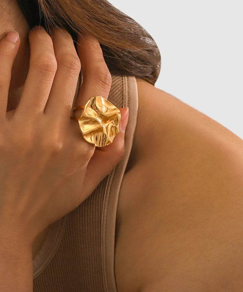 18K Gold-Plated Irregular Open Ring - ELY VESSA LLC