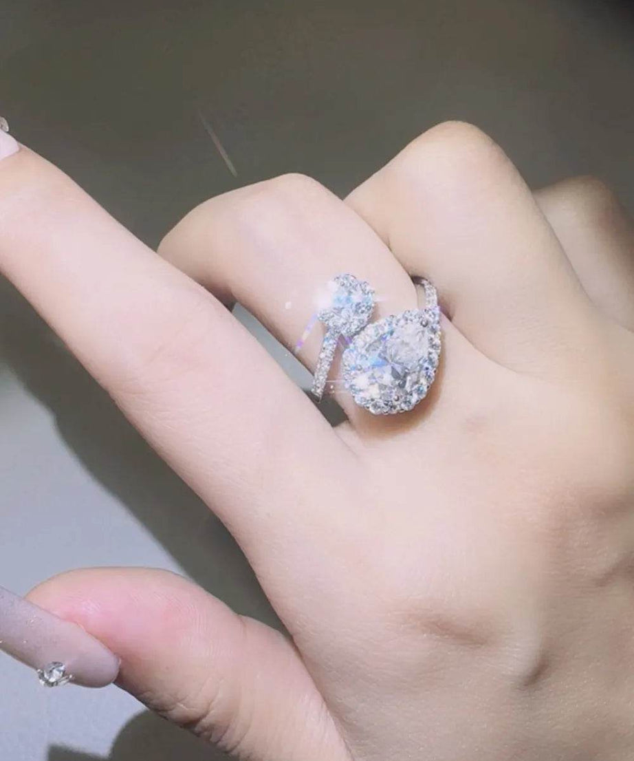 2 Carat Moissanite 925 Sterling Silver Bypass Ring - ELY VESSA LLC