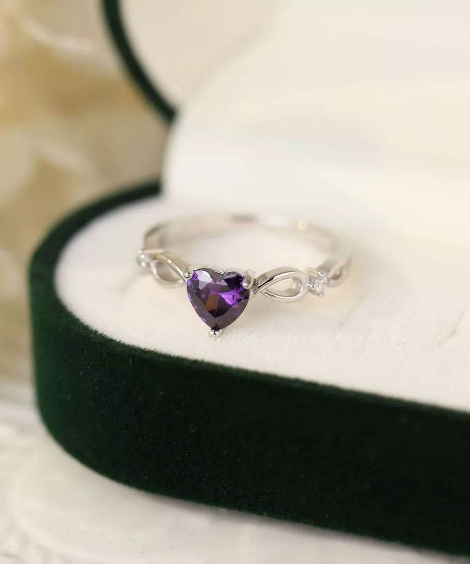 925 Sterling Silver Zircon Heart Ring - ELY VESSA LLC