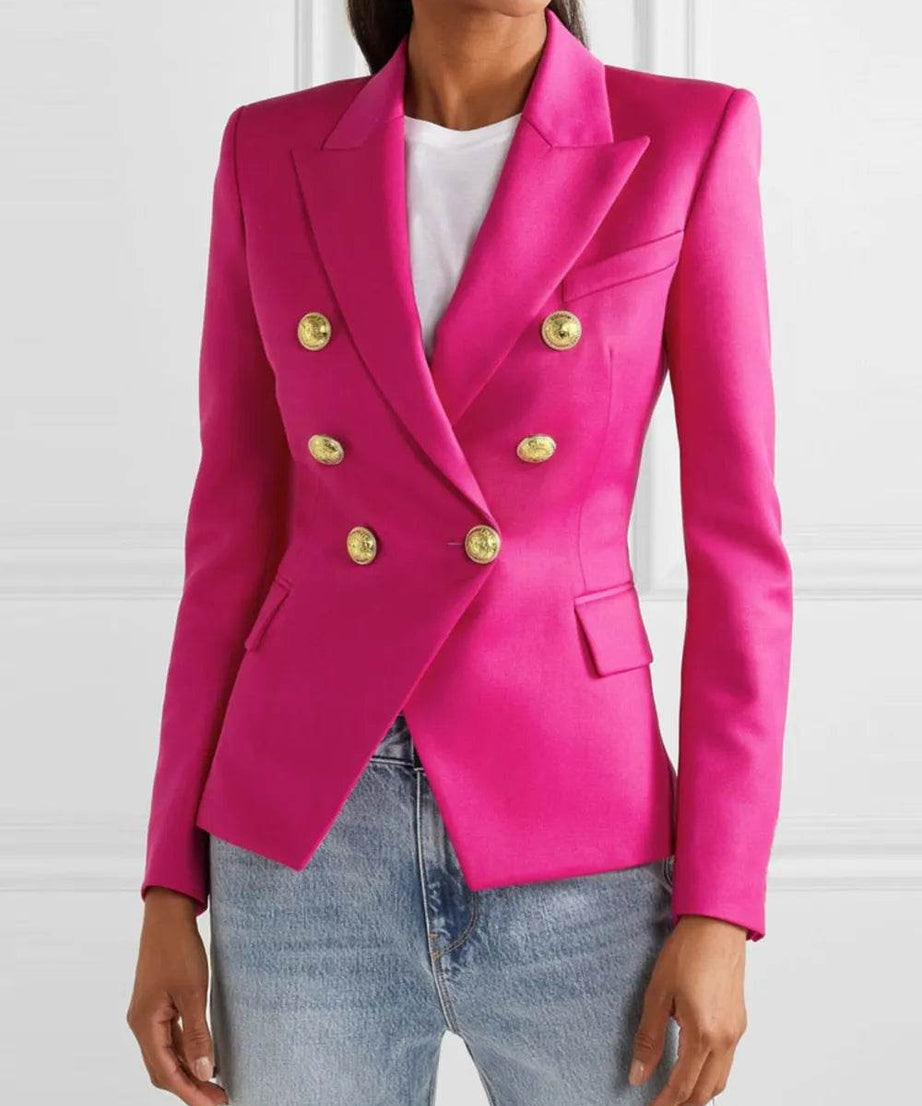 Lapel Collar Long Sleeve Blazer - ELY VESSA LLC