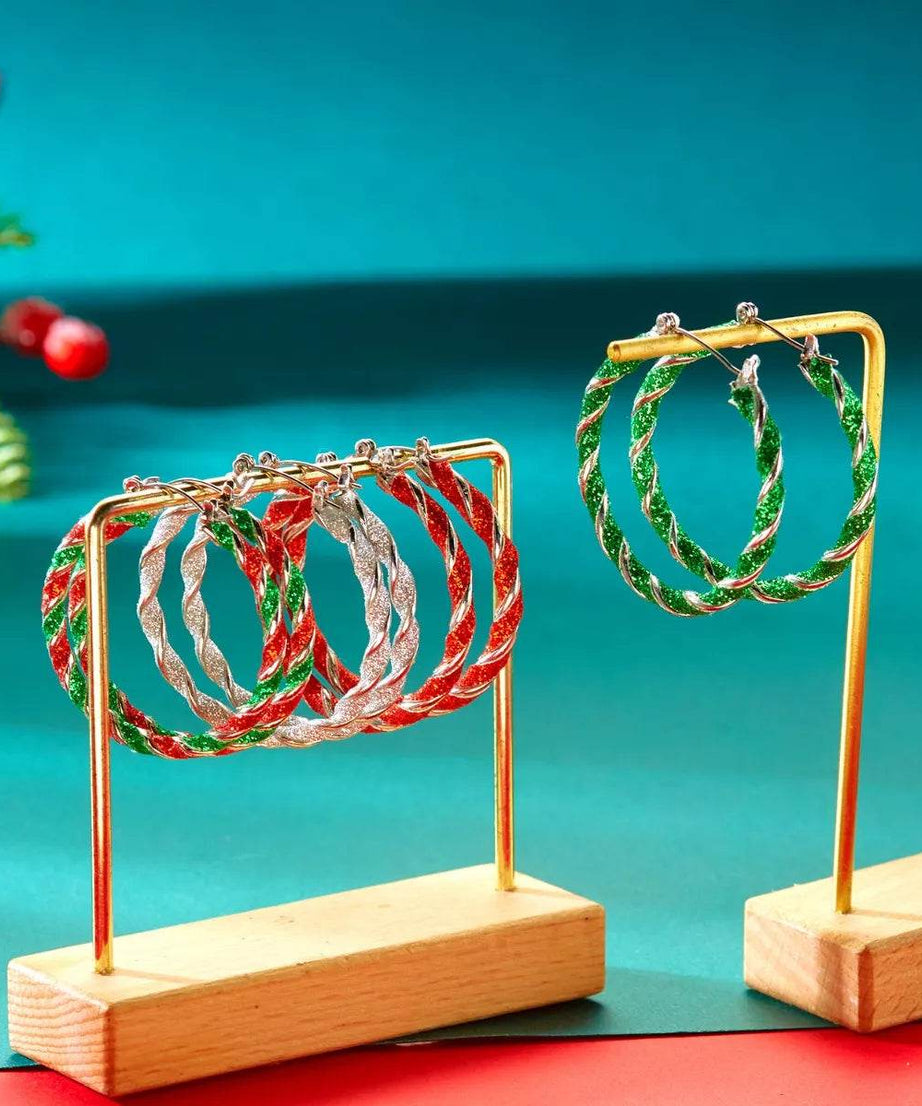 Christmas Twisted Hoop Earrings - ELY VESSA LLC