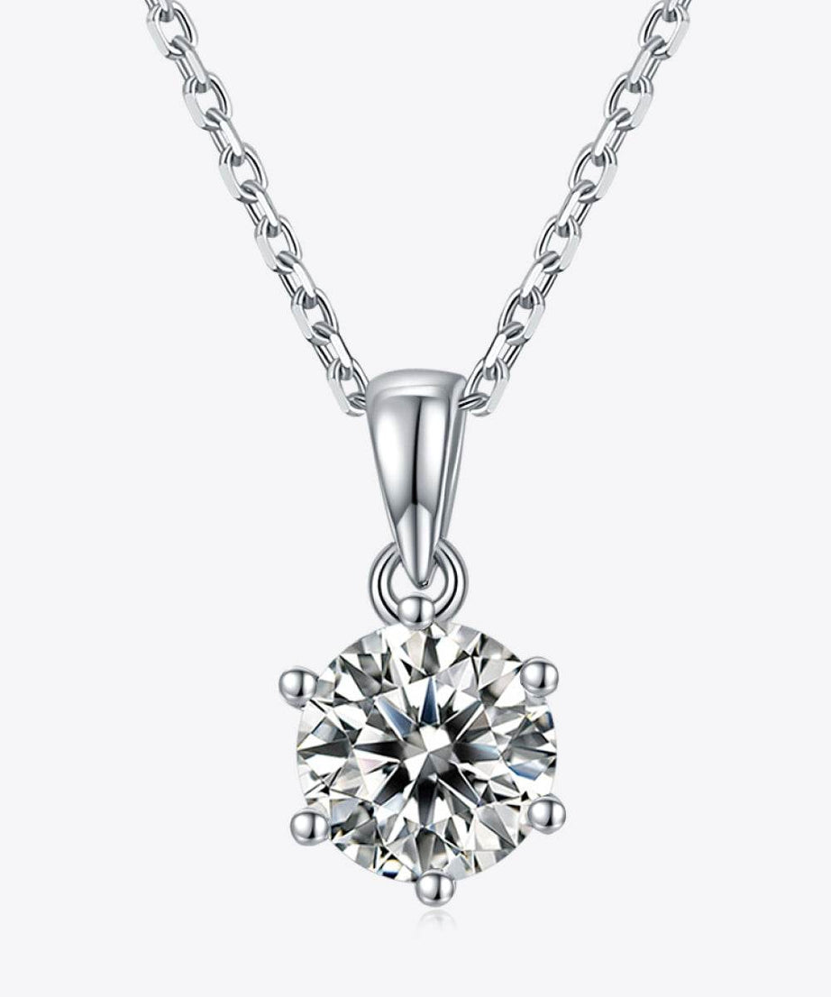 1 Carat Moissanite 925 Sterling Silver Necklace - ELY VESSA LLC