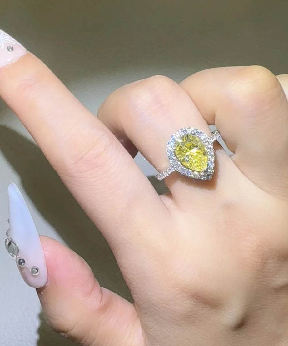 2 Carat Moissanite 925 Sterling Silver Teardrop Shape Ring - ELY VESSA LLC