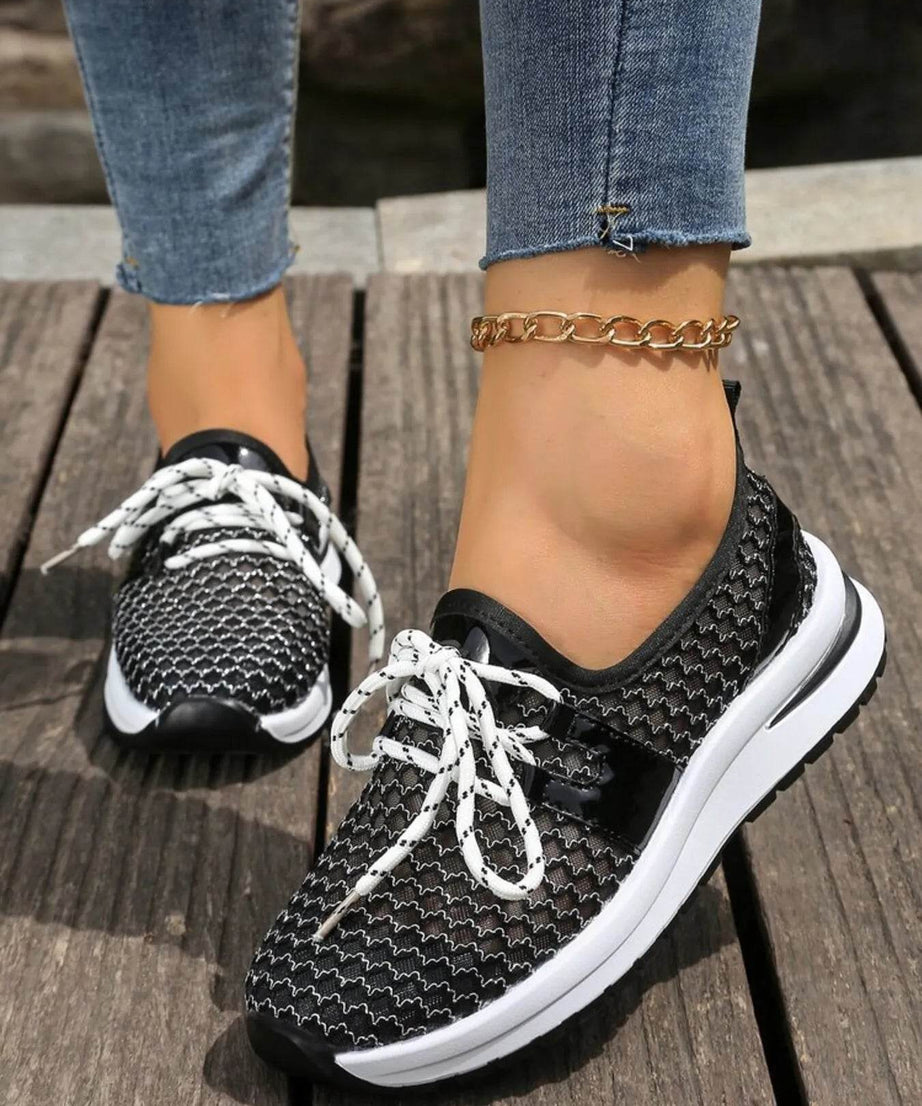 Breathable Mesh Lace-Up Athletic - ELY VESSA LLC