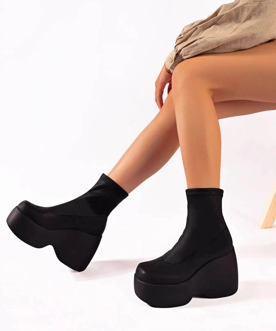 Chunky Platform Wedge Boots - ELY VESSA LLC
