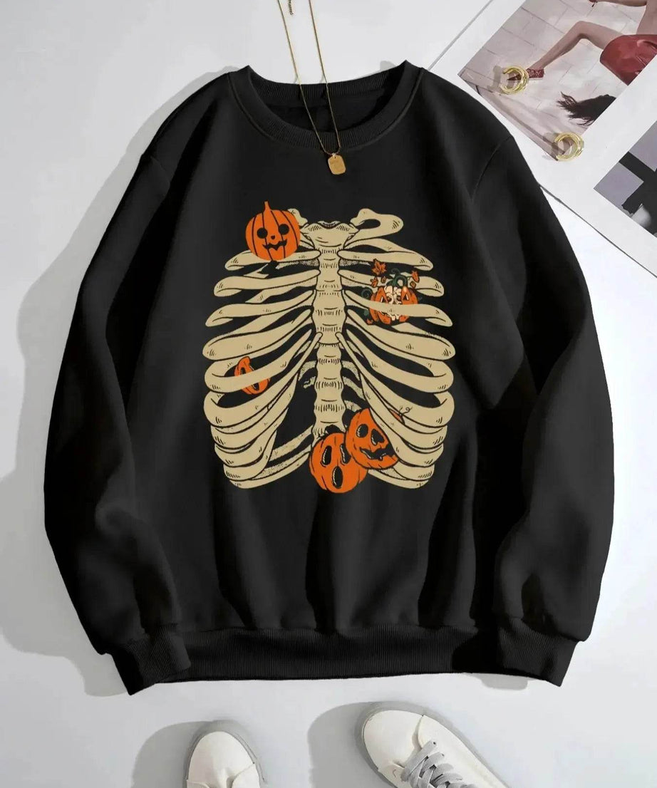 Halloween Skeleton Long Sleeve Sweatshirt - ELY VESSA LLC