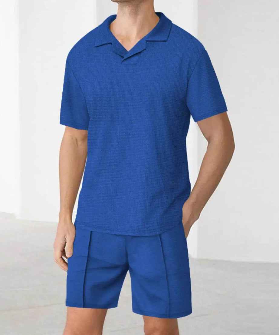 Men's Full Size Short Sleeve Top and Shorts Matching Set Plus Size - ELY VESSA LLC