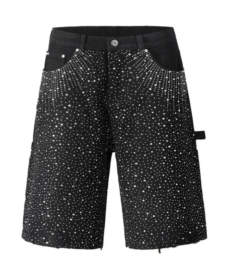 Men's Rhinestone Shorts with Pockets - ELY VESSA LLC