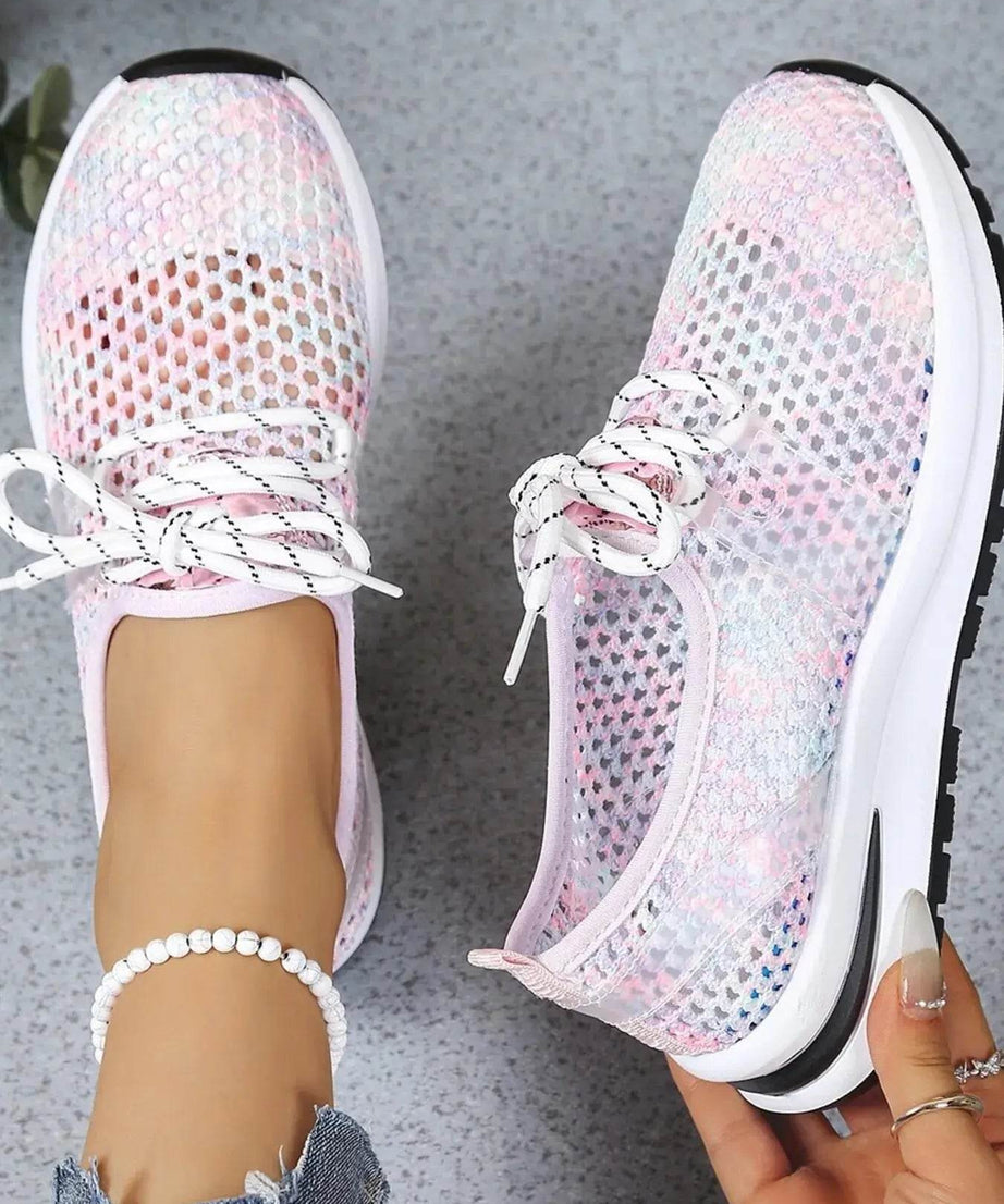 Mesh Breathable Lace Up Athletic - ELY VESSA LLC