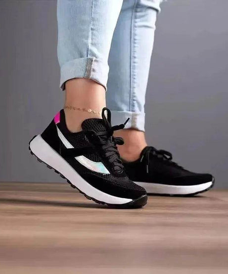 Mesh Contrast Round Toe Sneakers - ELY VESSA LLC