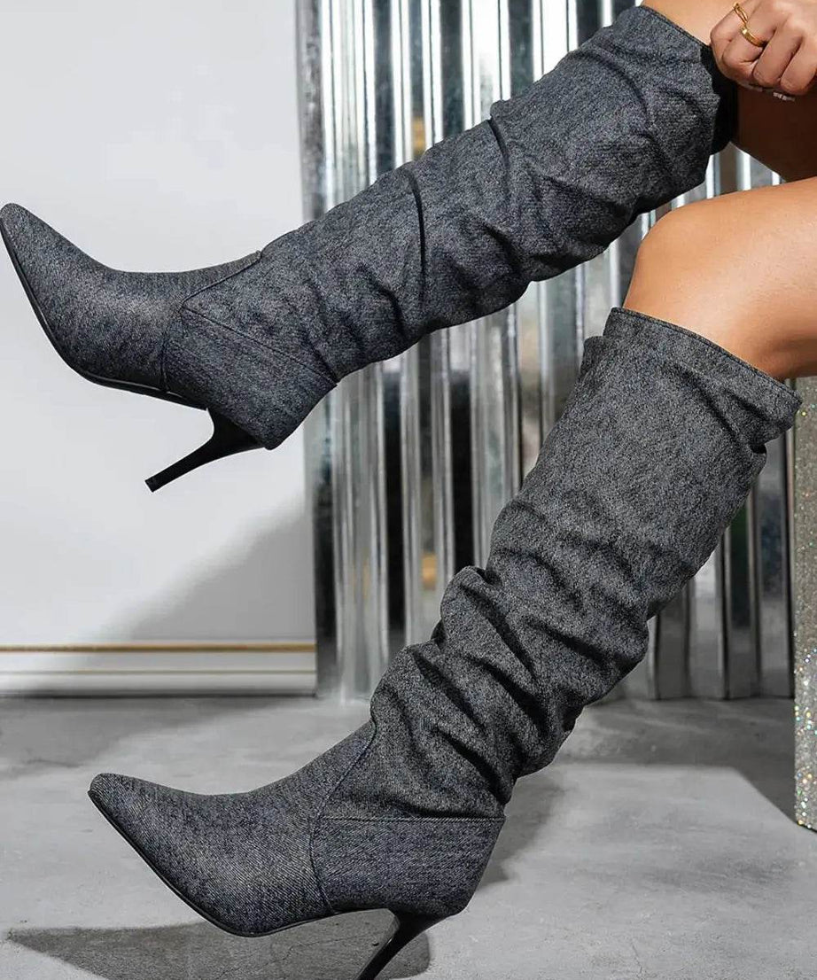 Point Toe Stiletto Boots - ELY VESSA LLC