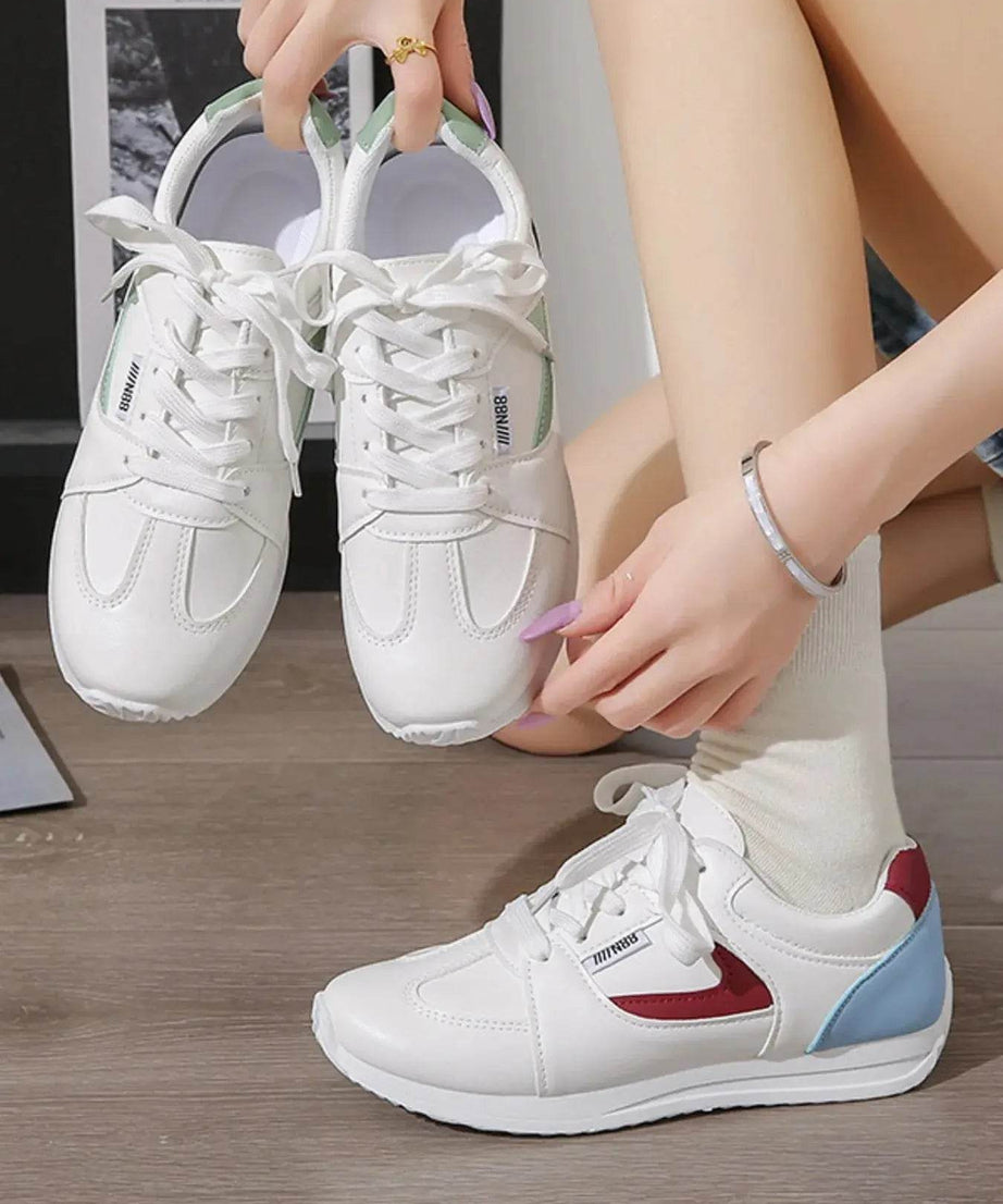 Round Toe Contrast Sneakers - ELY VESSA LLC