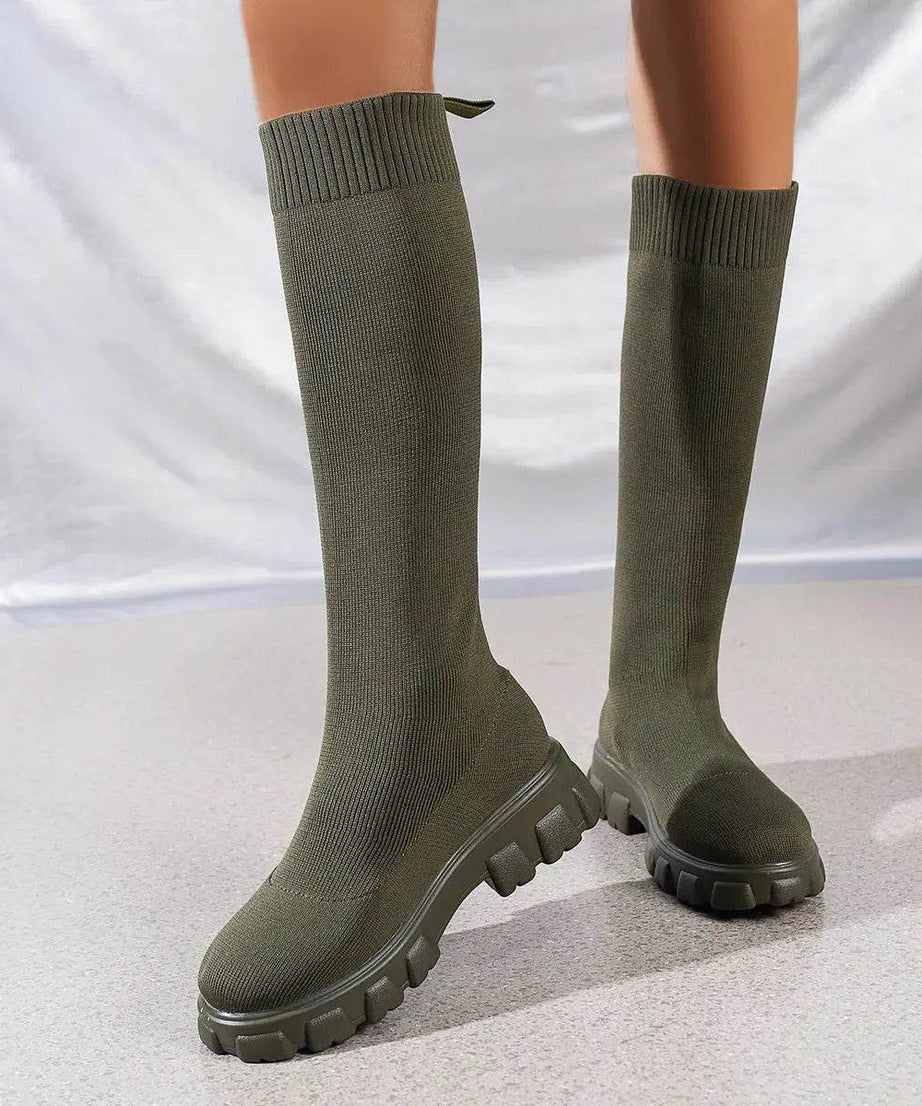Round Toe Platform Boots - ELY VESSA LLC