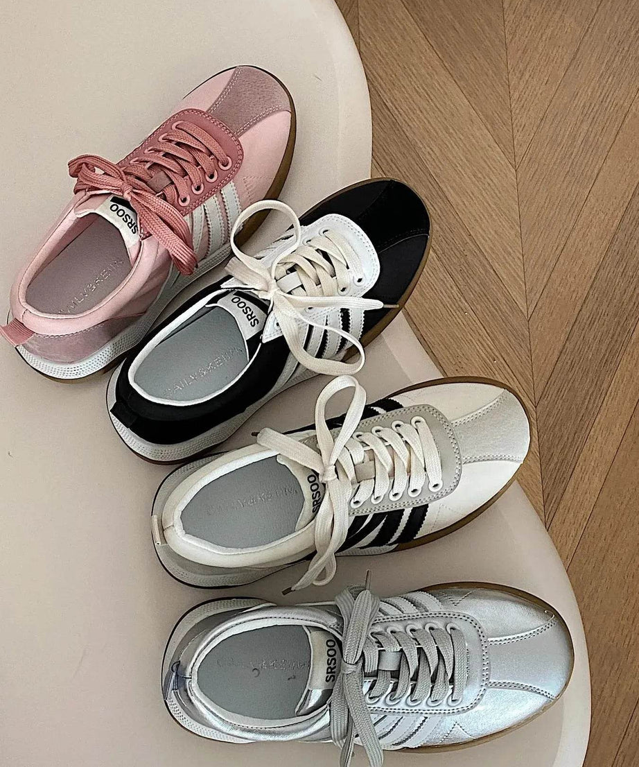 Striped Lace Up Sneakers - ELY VESSA LLC