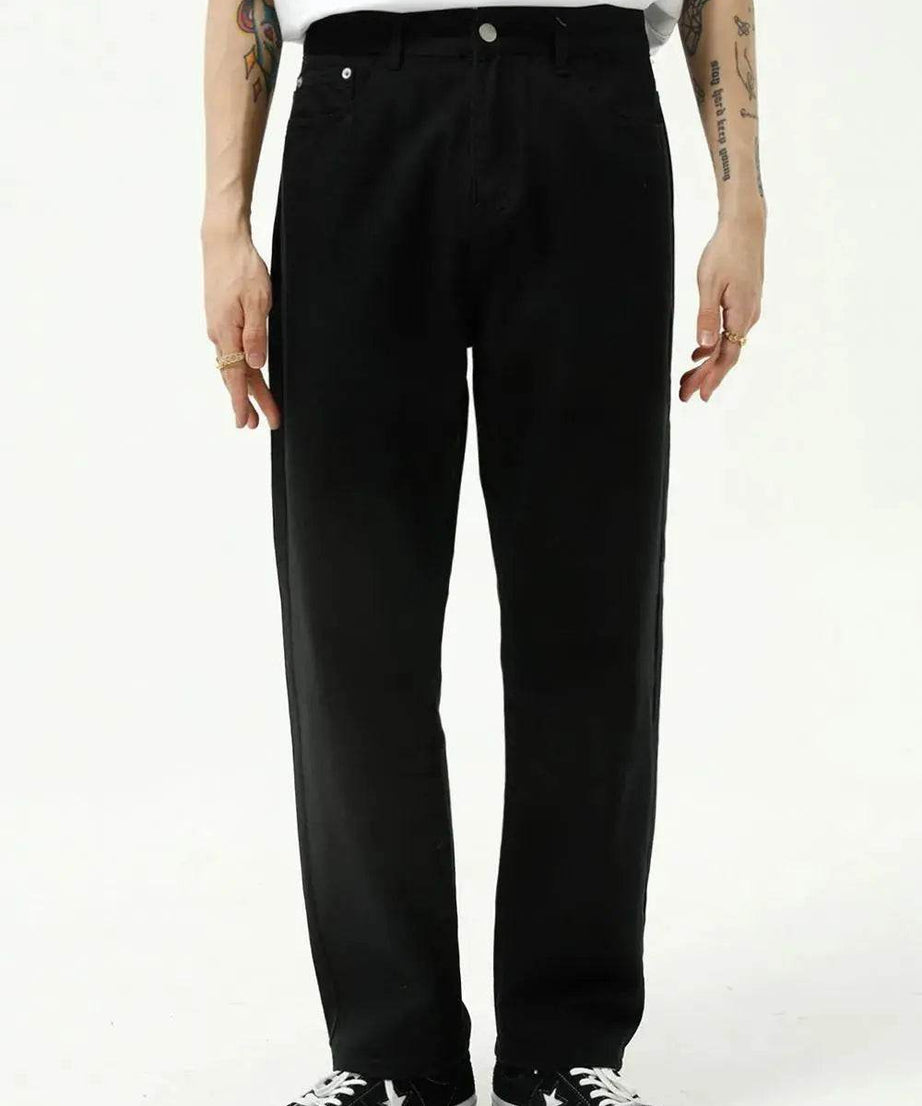 Washed Straight-Leg Slim Jeans - ELY VESSA LLC