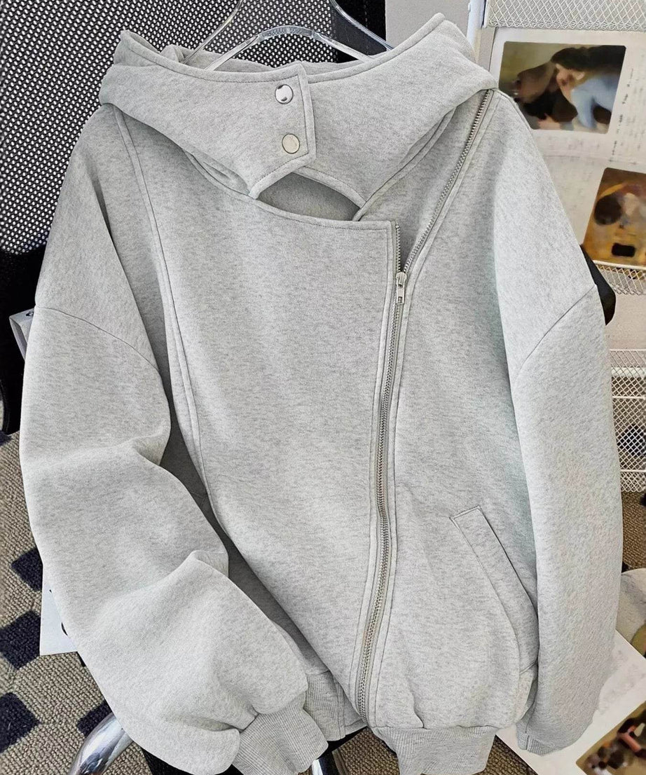 Zip Up Long Sleeve Hoodie - ELY VESSA LLC