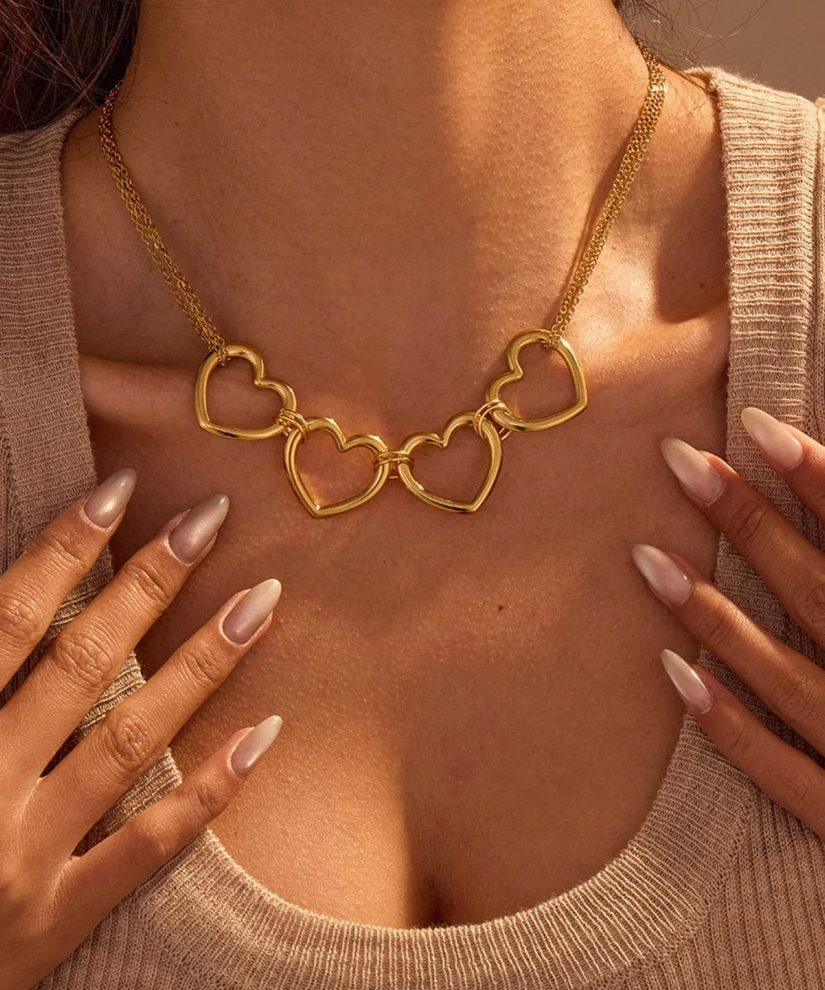 18K Gold-Plated Stainless Steel Heart Necklace - ELY VESSA LLC