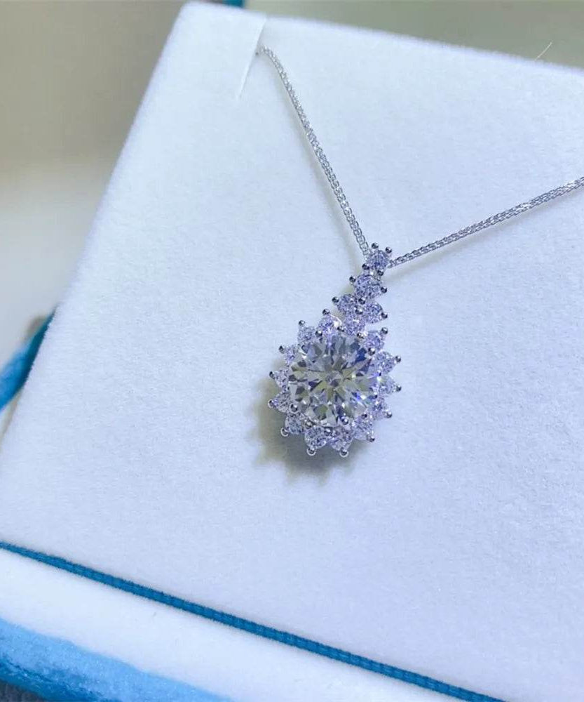 5 Carat Moissanite 925 Sterling Silver Pendant Necklace - ELY VESSA LLC
