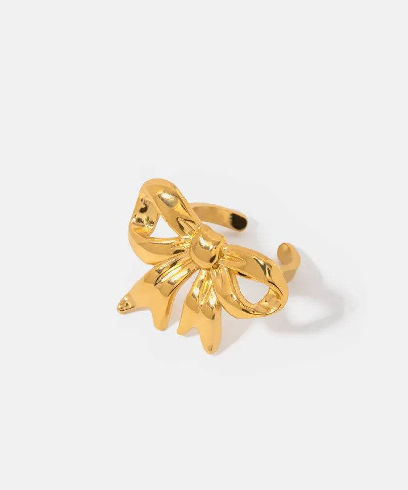 18K Gold-Plated Stainless Steel Bow Ring - ELY VESSA LLC